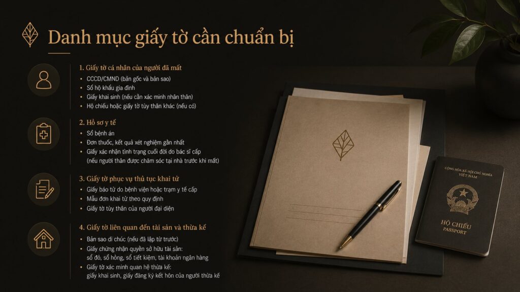 Danh mục giấy tờ cần chuẩn bị